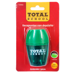 SACAPUNTAS ESCOLAR C/DEPOSITO 1 ORIFICIO OVALADO TOTAL SCHOOL BLISTER TS-B8902