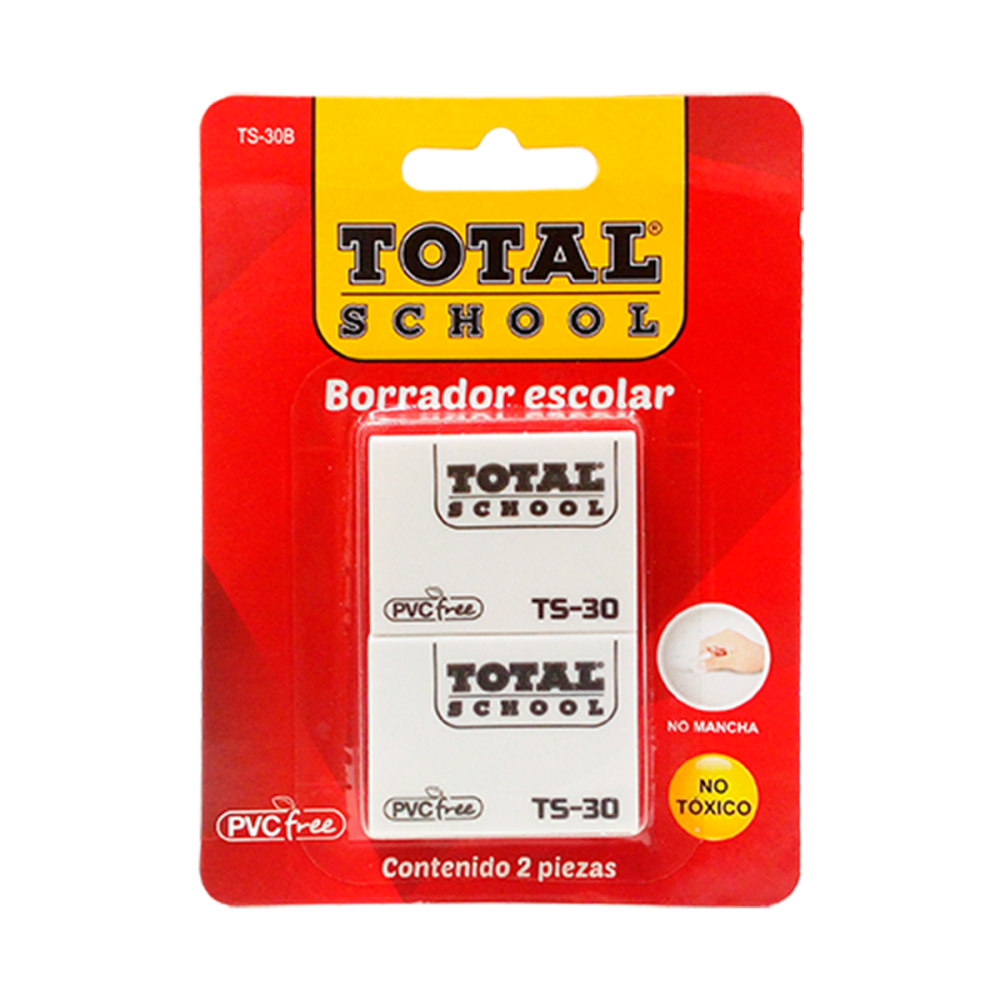 BORRADOR ESCOLAR BLANCO C/2 TOTAL SCHOOL BLISTER TS-30B