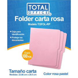 FOLDER CARTA PASTEL ROSA TOTAL OFFICE TOFOL-RP