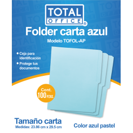 FOLDER CARTA PASTEL AZUL TOTAL OFFICE TOFOL-AP