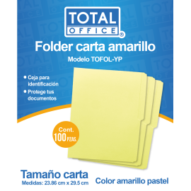FOLDER CARTA PASTEL AMARILLO TOTAL OFFICE TOFOL-YP