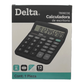 CALCULADORA ESCRITORIO NEGRA 12 DIG DELTA CAJA 7806CDE GOBA