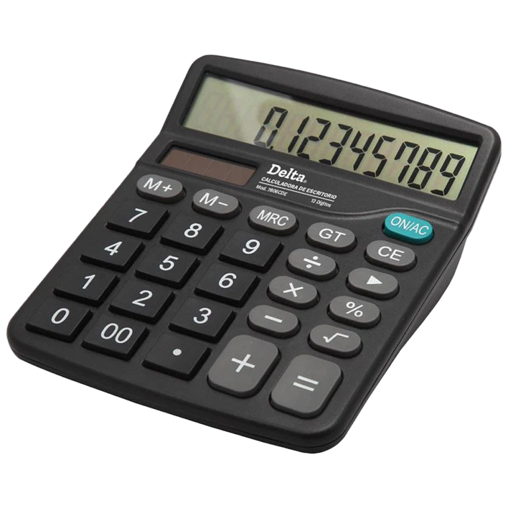CALCULADORA ESCRITORIO NEGRA 12 DIG DELTA CAJA 7806CDE GOBA
