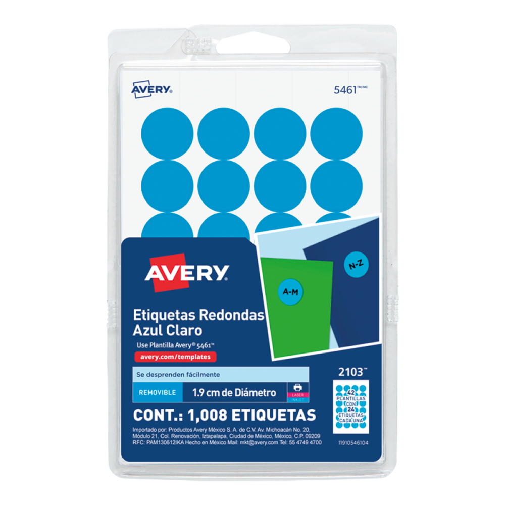 ETIQUETA REDONDA  AZUL CLARO AVERY 2103 3/4 BL/1008 LASER INKJ PAQ