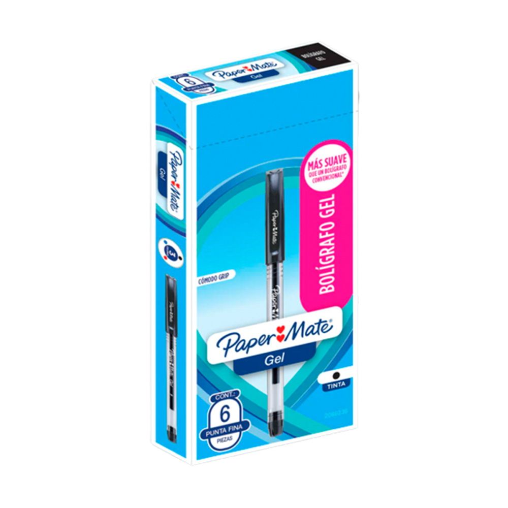 BOLIGRAFO GEL NEGRO PAPERMATE CAJA C/6 2066236 NEWELL