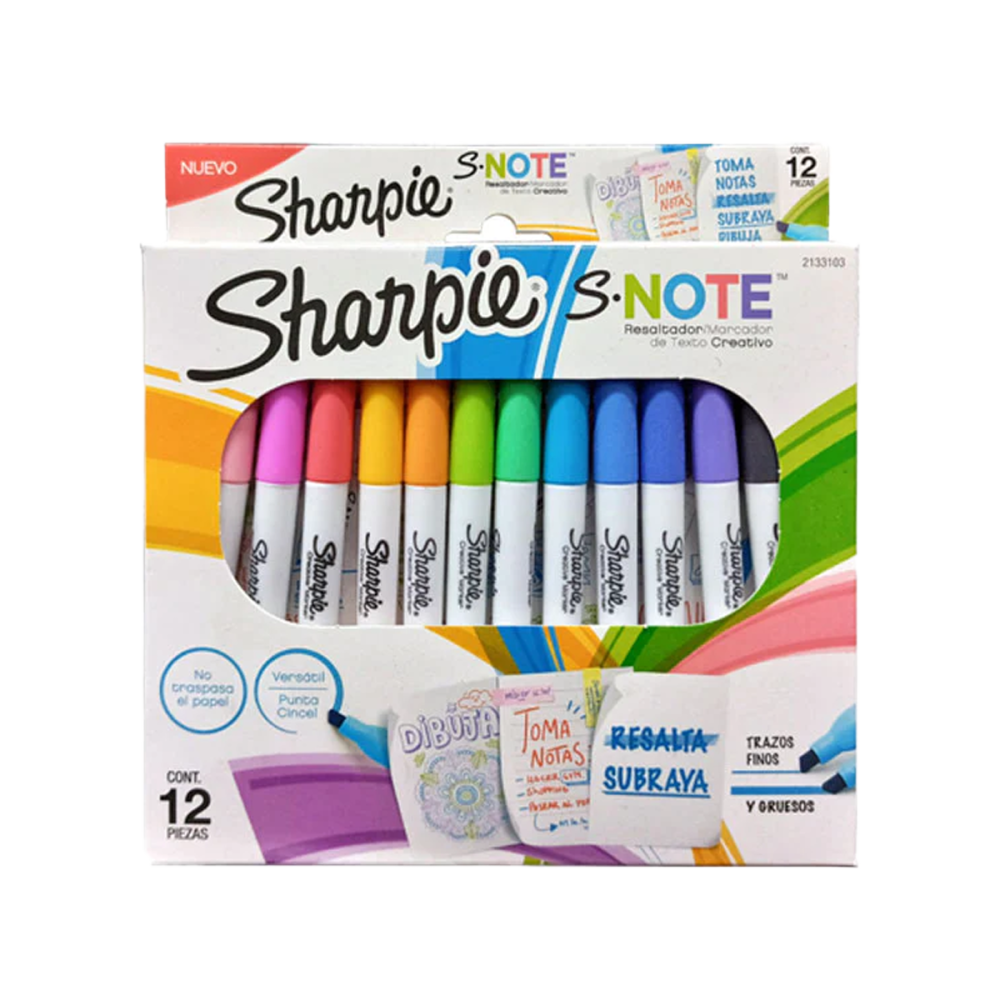 MARCA TEXTOS DELGADO SURTIDO C/12 SNOTE SHARPIE CAJA 2133103 NEWELL