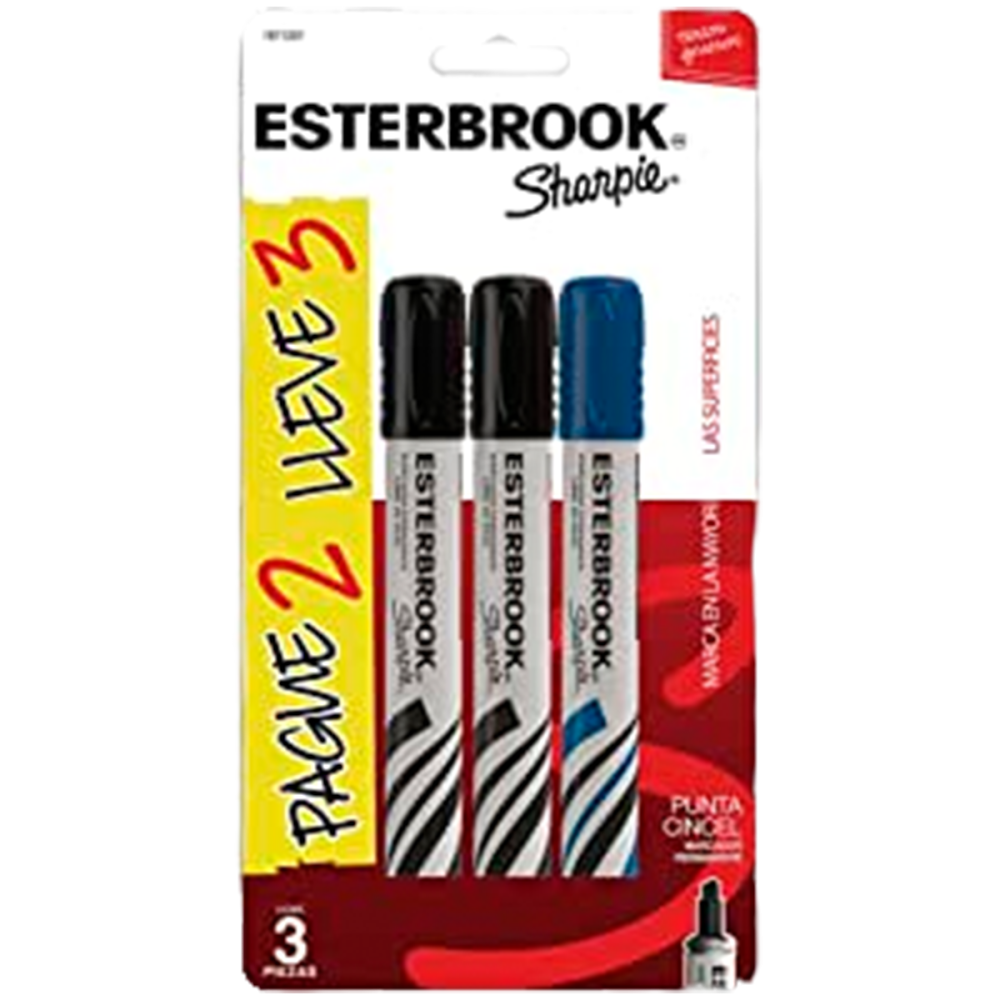MARCADOR PERMANENTE CINCEL NEGRO 2 MAS 1 ESTERBROOK BLISTER 1871207 NEWELL
