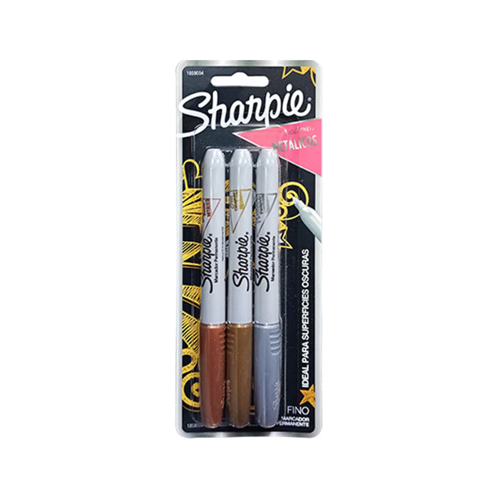 MARCADOR PERMANENTE SHARPIE METALICO BLISTER C/3 PZAS 1858004