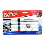 MARCADOR P/PIZARRON SURTIDO BASICO C/4 BEROL BLISTER 1812636 NEWELL