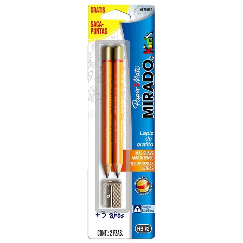 LAPIZ GRAFITO TRIANGULAR #2 KIDS C/2 MIRADO BLISTER LA1177 NEWELL