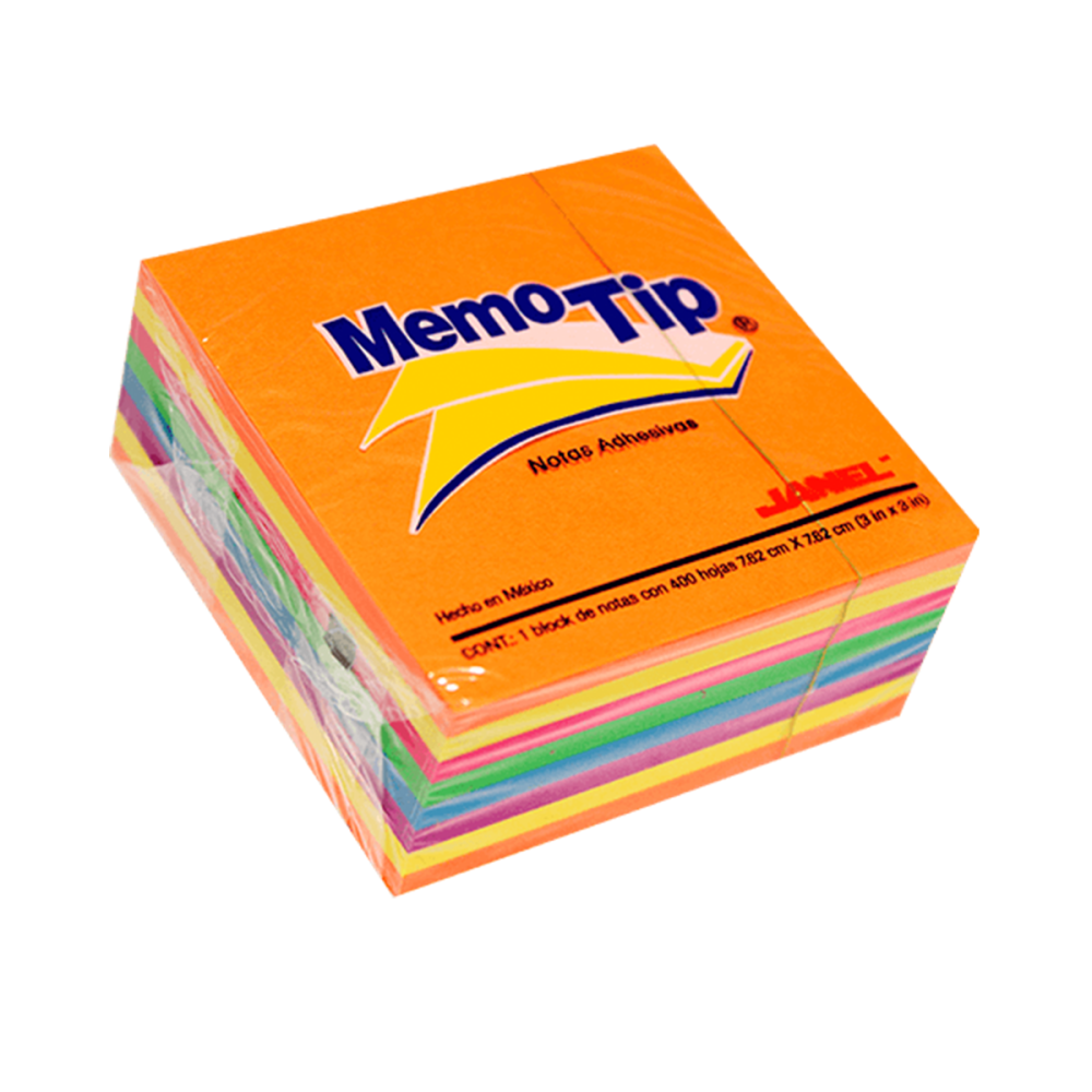 NOTA ADHESIVA 3 X 3 MEMO TIP CUBO NEON 400H #54
