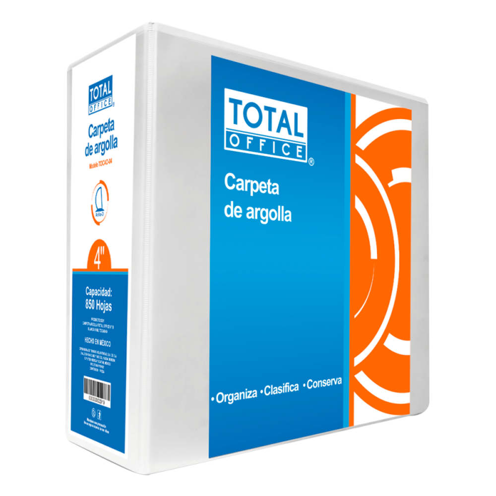 CARPETA DE ARGOLLA VINIL 4 D CARTA BLANCO TOTAL OFFICE TOCAD-4