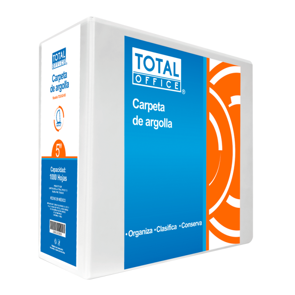 CARPETA DE ARGOLLA VINIL 5 D CARTA BLANCO TOTAL OFFICE TOCAD-05