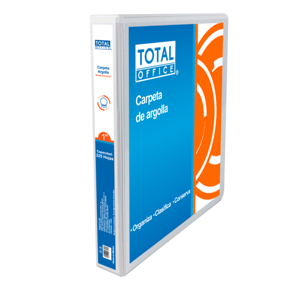 CARPETA DE ARGOLLA VINIL 1 O CARTA BLANCO TOTAL OFFICE TOCAO-01