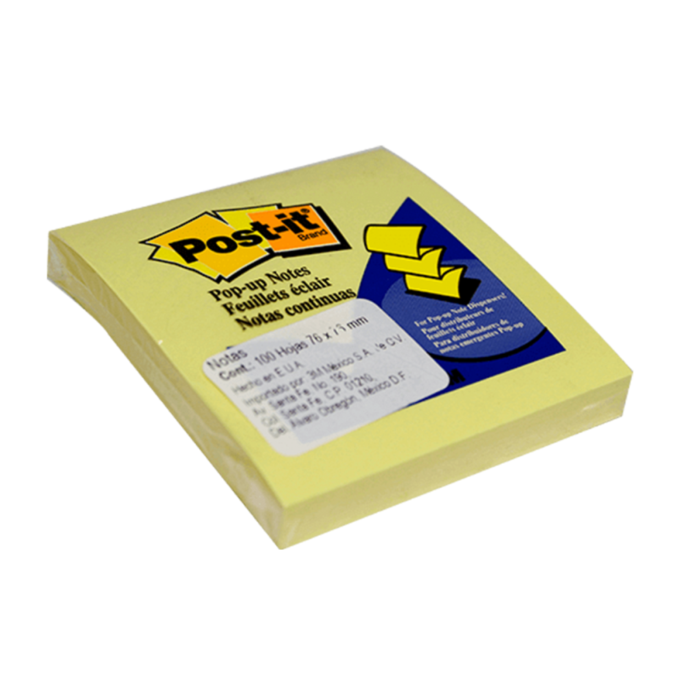 NOTA ADHESIVA 3 X 3 POP UP AMARILLO C/1 BLOCK 3M #R330YW