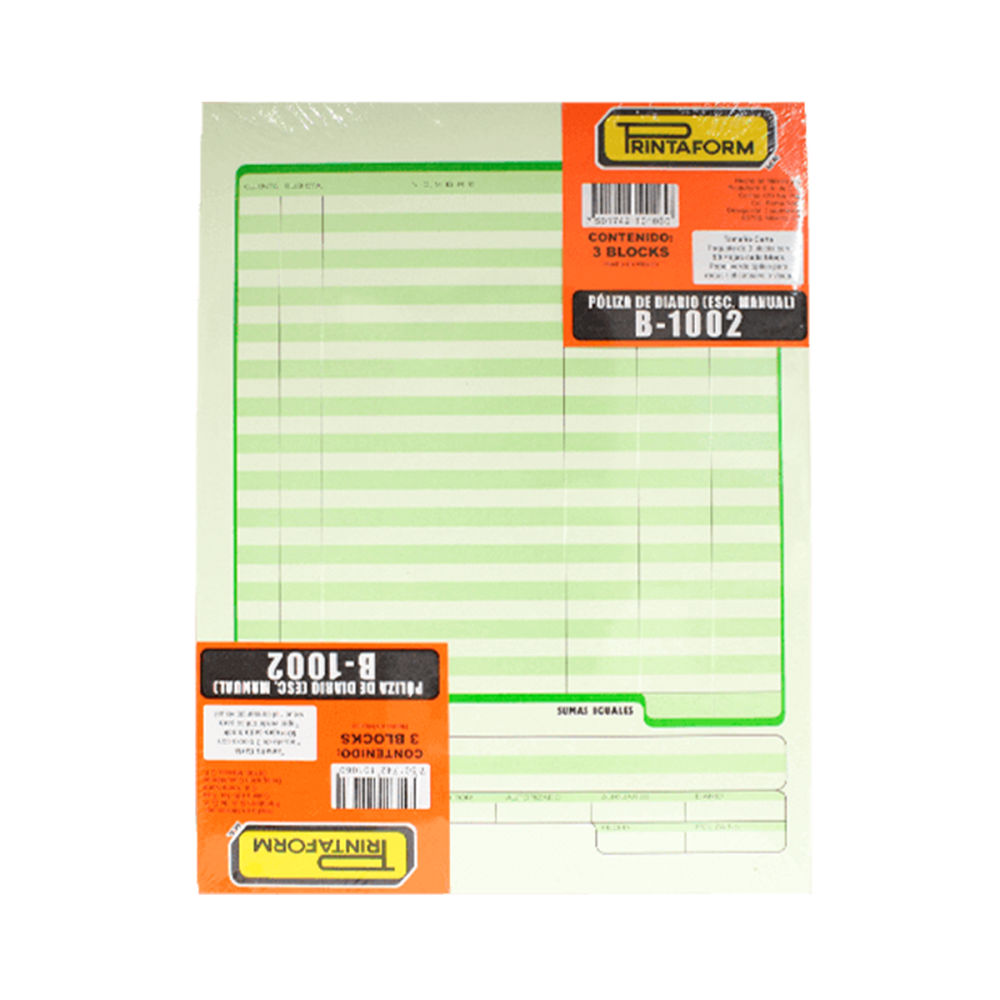 BLOCK POLIZA DIARIO # 1002 50 HJS. CARTA PRINTAFORM