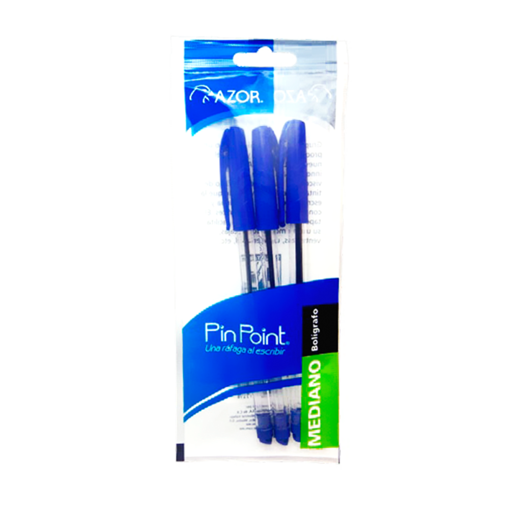 BOLIGRAFO PM AZUL C/3 PIN POINT BLISTER 301.6833 AZOR