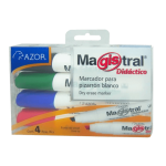 MARCADOR P/PIZARRON SURTIDO BASICO DIDACTICO C/4 MAGISTRAL BLISTER 301.8354 AZOR