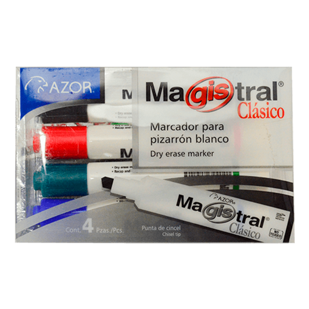 MARCADOR P/PIZARRON SURTIDO BASICO CLASICO C/4 MAGISTRAL BLISTER 301.83474 AZOR MARCADOR P/PIZARRON SURTIDO BASICO CLASICO C/4 MAGISTRAL BLISTER 301.83474 AZOR