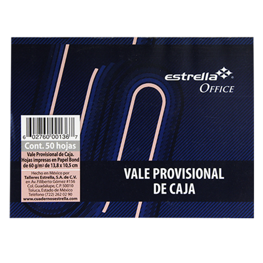 BLOCK VALE PROVISIONAL DE CAJA ESTRELLA MOD 136