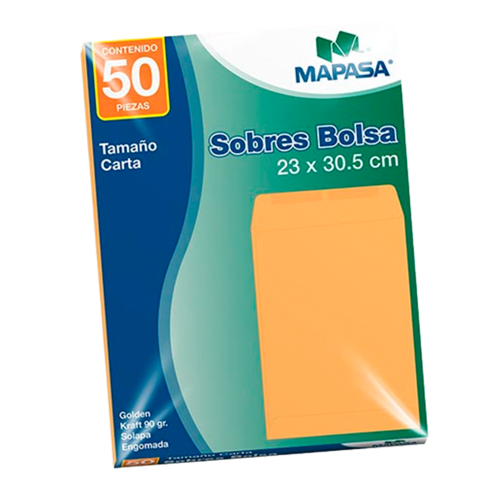SOBRE MANILA T/CARTA 23X30.5 90GM MAPASA SOLAPA ENG. IA0316 (L)