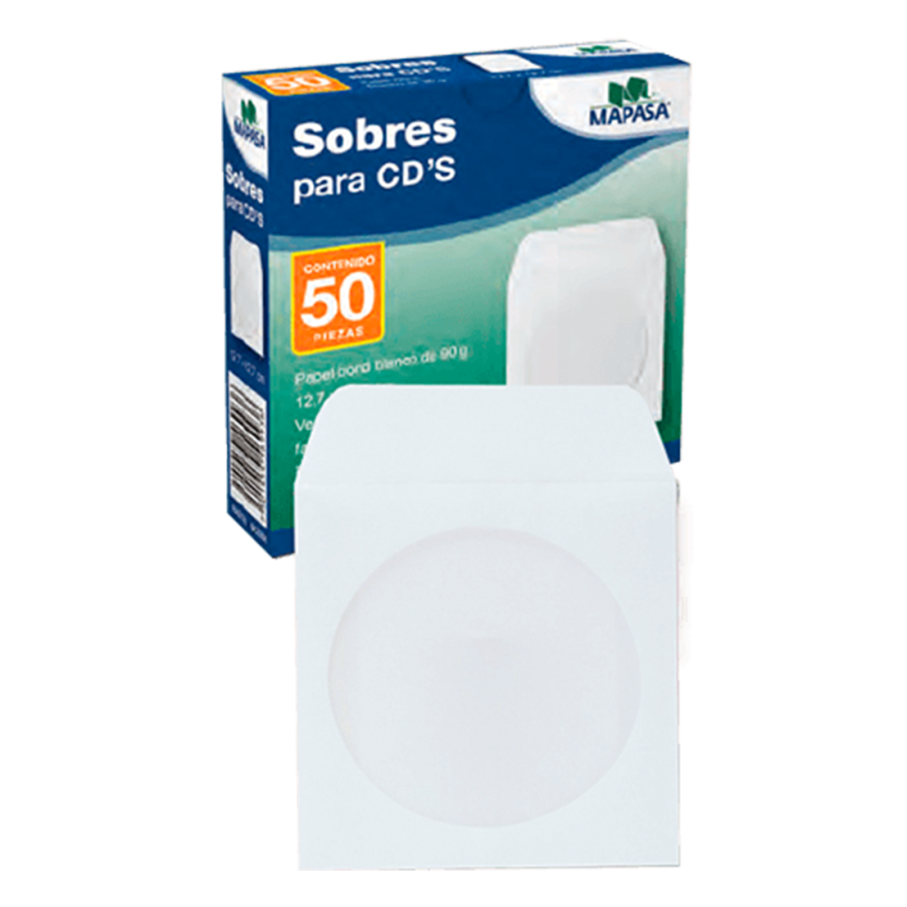 SOBRE BLANCO P/CD MAPASA 90GM 60 KGS 12.7 X 12.7 C/50 HA0126
